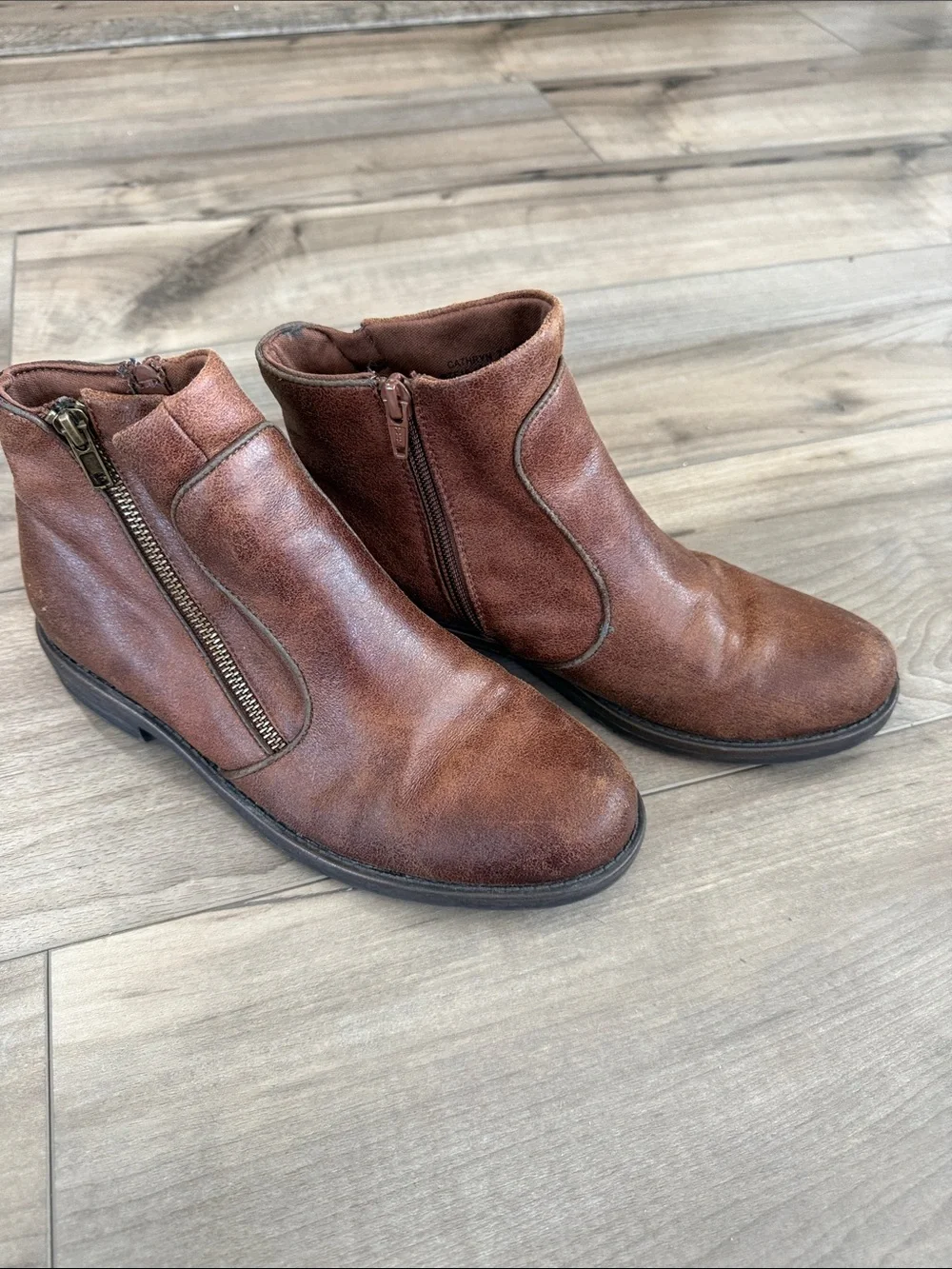 BareTraps Brown Leather Women's Ankle Booties